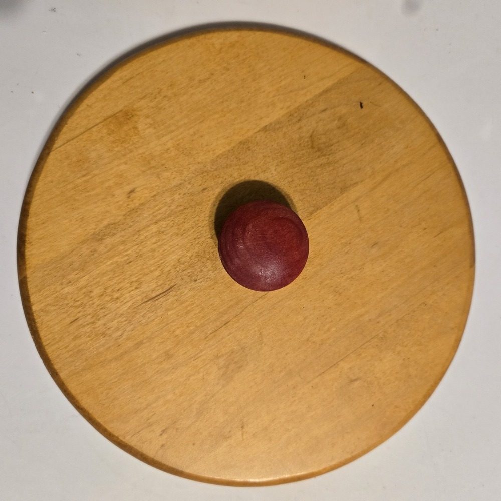 Longaberger Red Knob Round Wooden Top Plain for Basket *See Dimensions*